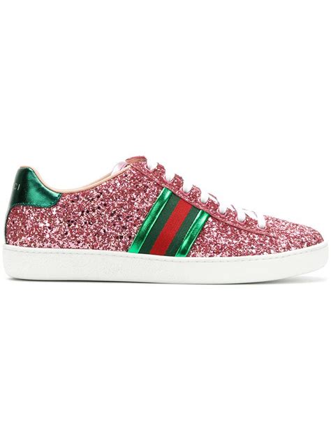 gucci web glitter sneakers|Gucci ace embroidered shoes.